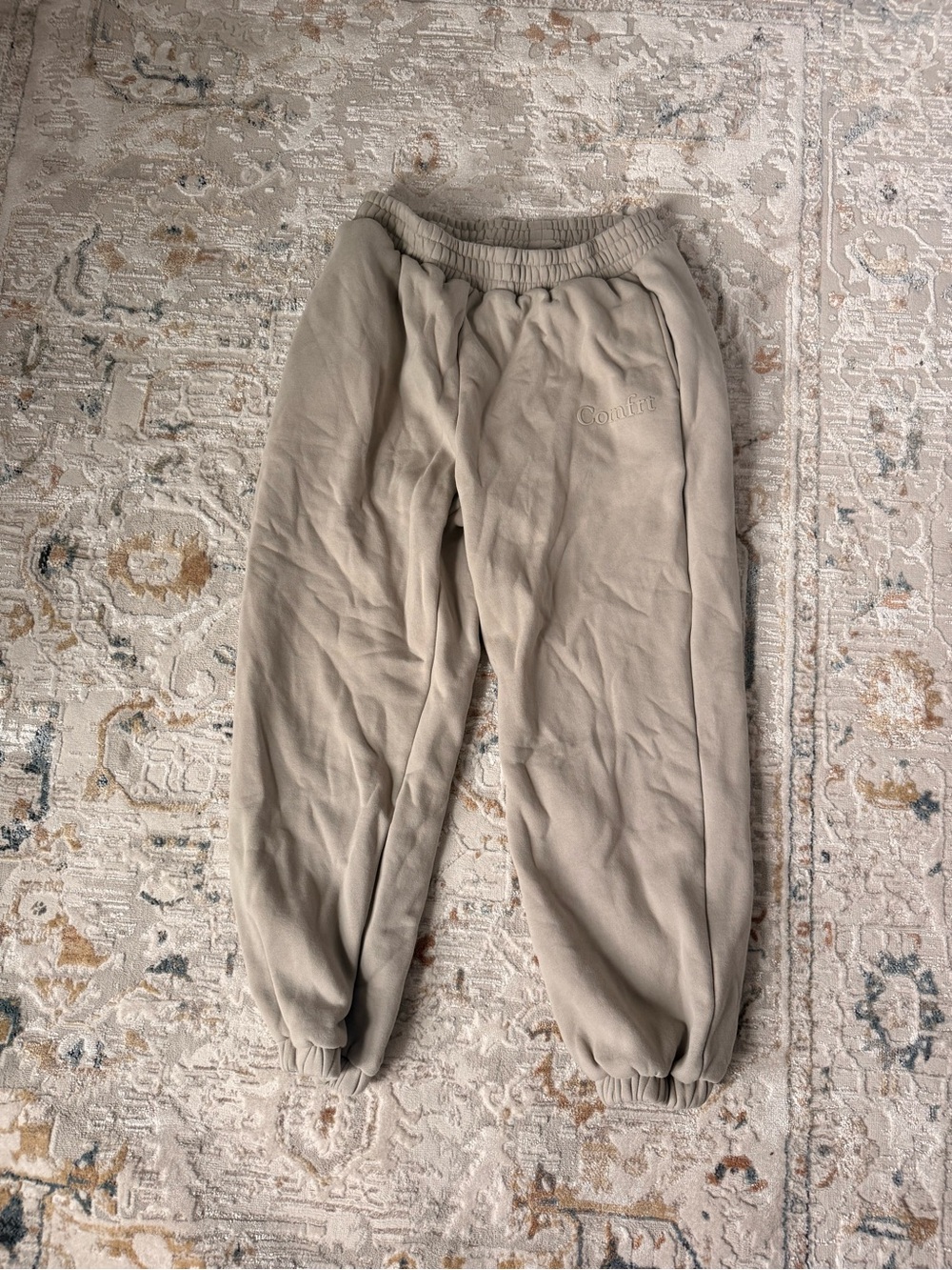 Neutral Taupe Sweat Joggers with Elastic Cuffs